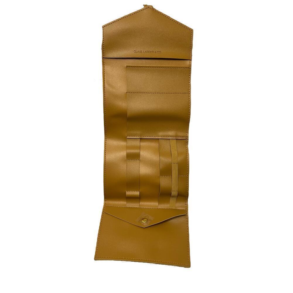 Glass Ladder Co Katherine Tech Organizer Roll Up Travel Pouch Camel - Picture 5 of 7